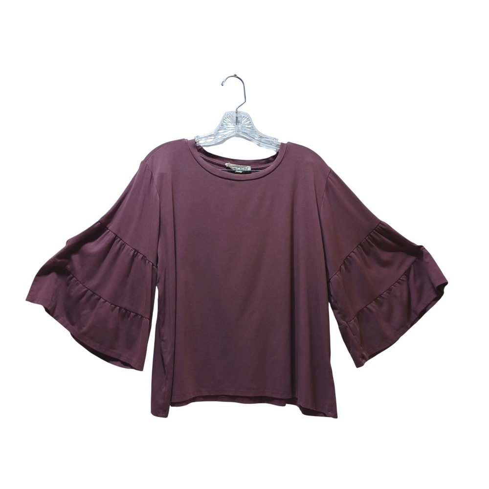 Johnny Was Calme Womens L Mauve Bamboo Bell Sleeve Top USA Boho Soft Girl Artsy